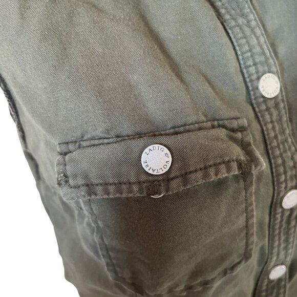 Zadig & Voltaire Military Button Up Military Vest Green Medium - Picture 5 of 5